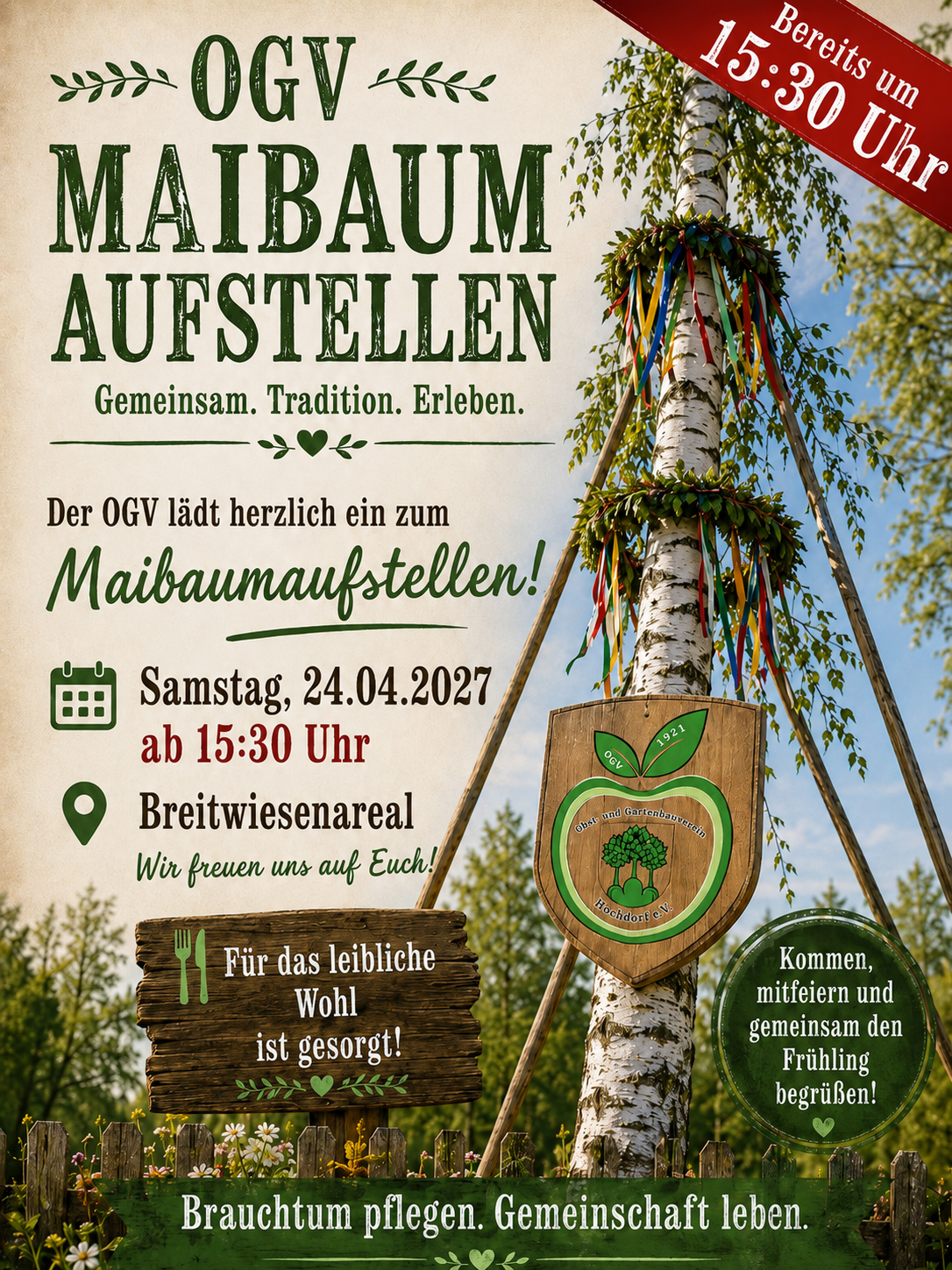 Maibaumaufstellen am 24.04.2027 - bereits ab 15:30 Uhr